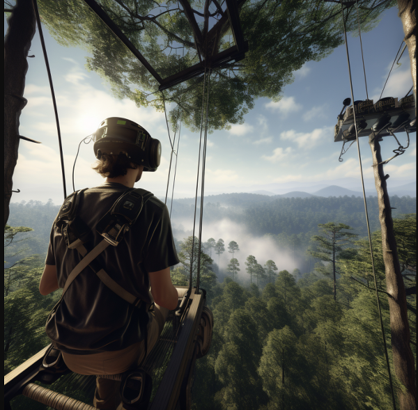 VR zip lining for fear of heights immersion therapy