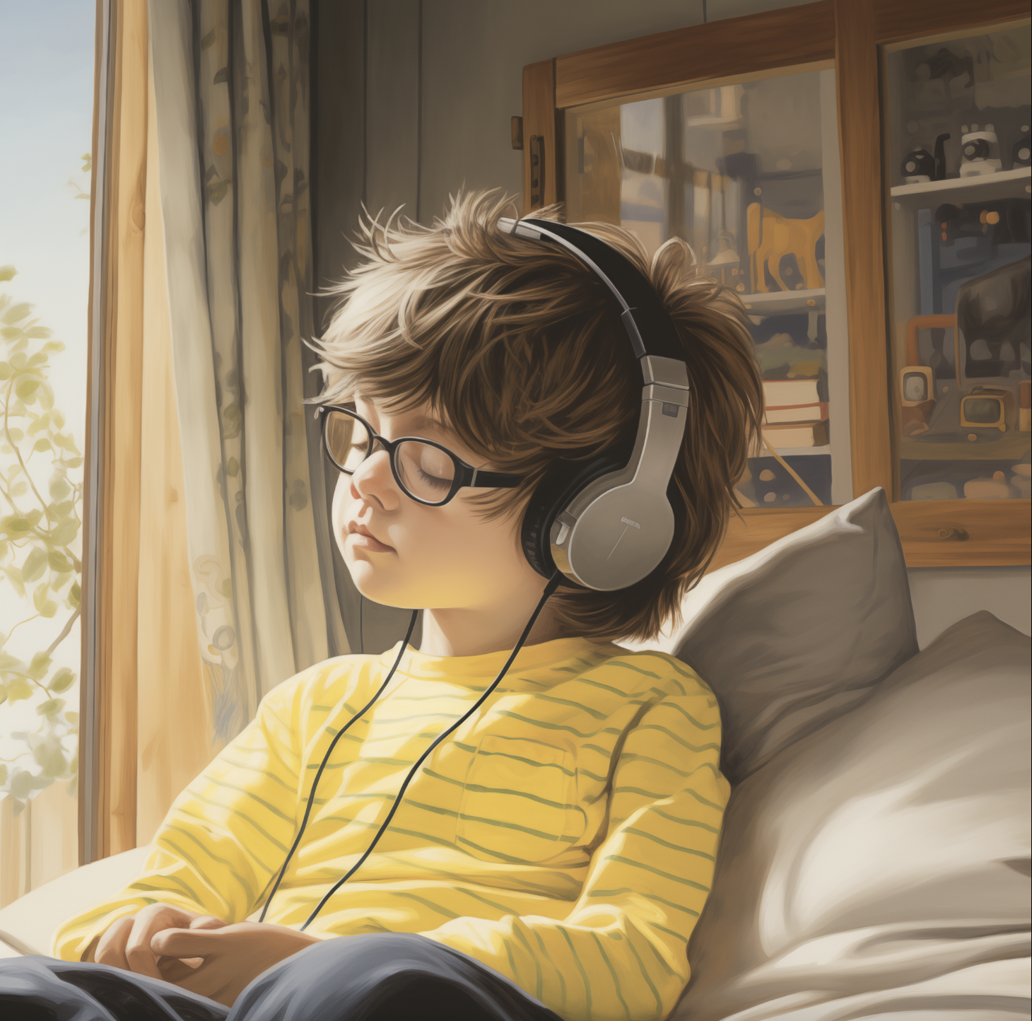 Child with headset