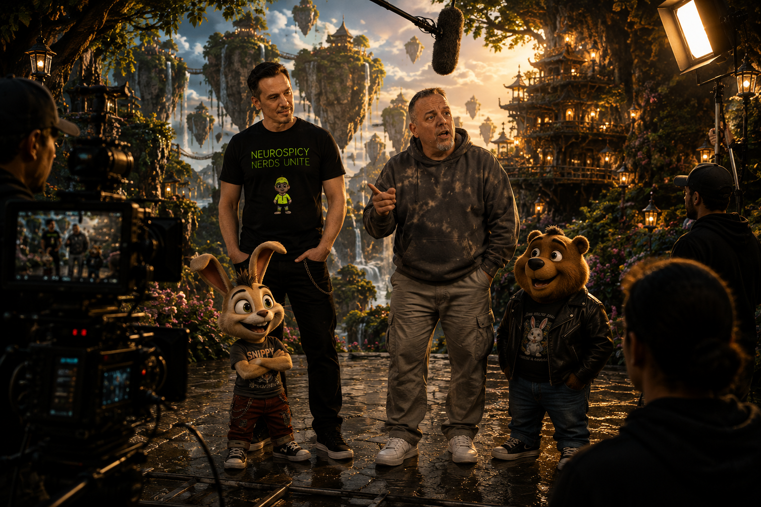 Travis and Corey on set