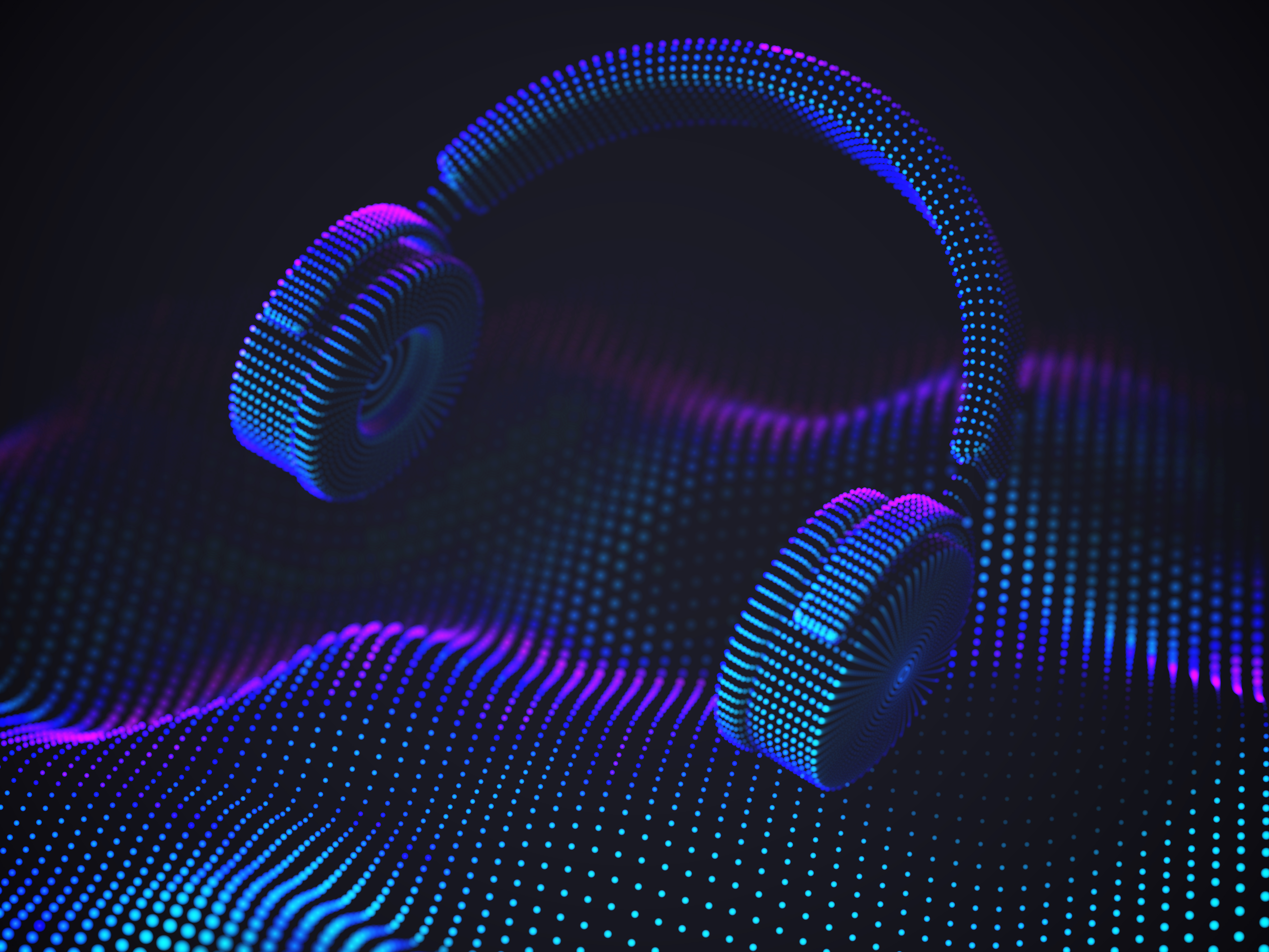 A image of headphones with a rhythmic background